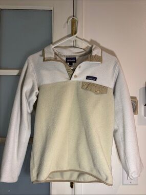 Patagonia Men's Two-Tone Cream and Tan Snap Fleece Pullover